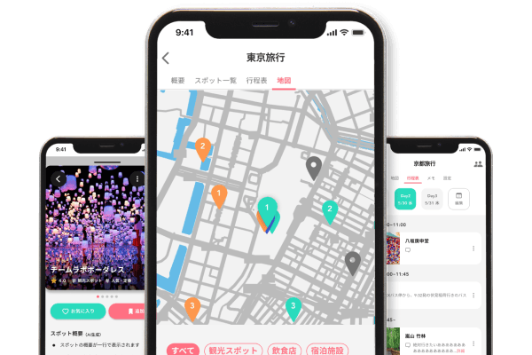 地図と行程表の連携画面